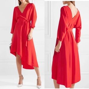 diane von furstenberg silk wrap dress in poppy red